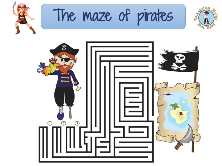 the maze of pirates treasure hunt 4 kids free printable games for kids