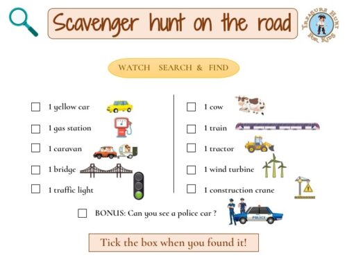 Scavenger hunt on the road is a great idea to occupy your kids on a long road trip