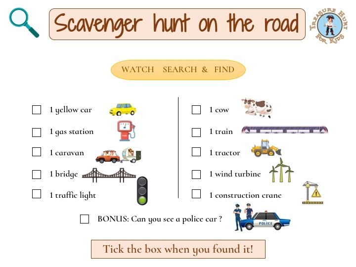 Scavenger Hunt On The Road Treasure Hunt 4 Kids Free Games