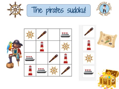 Free printable pirate-themed sudoku