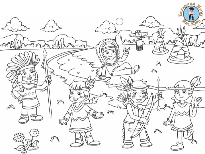 American Indians Coloring Page - Free Printables - Treasure hunt 4 Kids