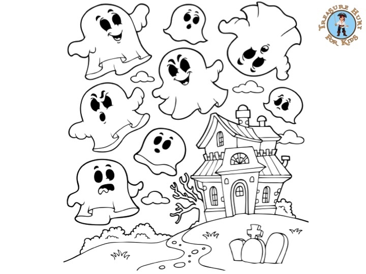Halloween Ghost Coloring Page Free Printables Treasure Hunt 4 Kids
