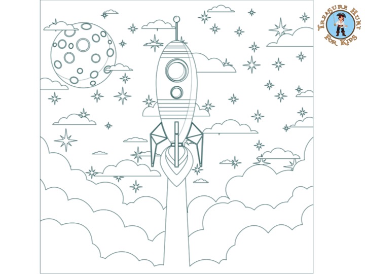 Outer Space Coloring Page Free Printables Treasure Hunt 4 Kids