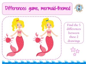 Free and printable mermaid differences game