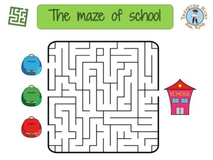 School maze: free printable game for kids