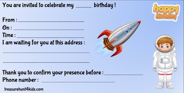 space birthday party invitation  
