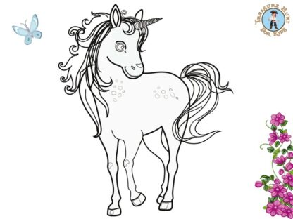 Unicorn coloring page for kids
