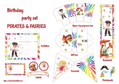 Pirates & fairies birthday party printables