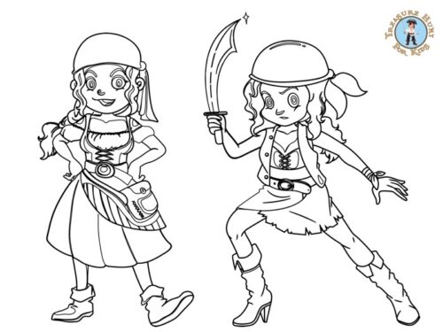 Girl pirate coloring page