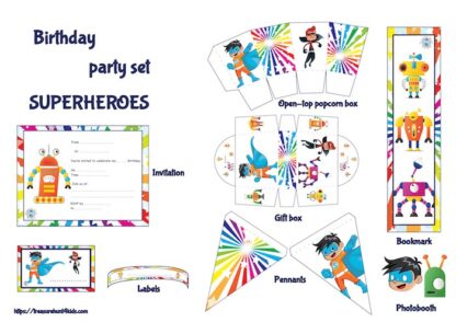 Superheroes birthday party set to print to decorate your birthday party