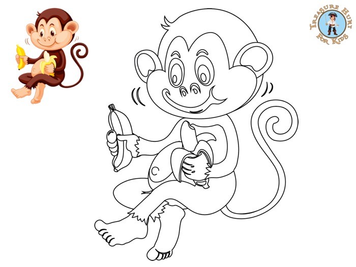 Monkey coloring page for kids to print