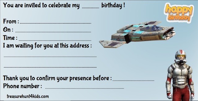 Star Wars birthday party invitation to print for kids