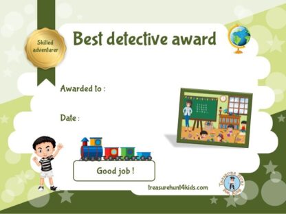 Best detective award for kindergarten mystery game
