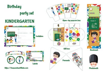 Kindergarten birthday party set to print