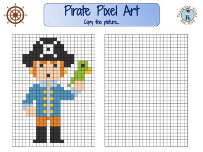 Pirate pixel art for kids to print
