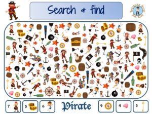 Pirate search and find to print for kids