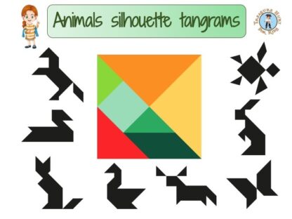 Printable animal silhouette tangram for kids