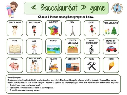 Learn to play a french game called "le baccalauréat"