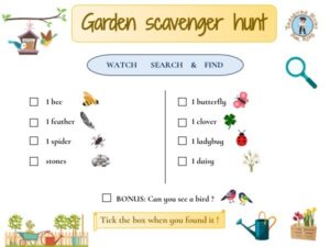 Nature activities for kids: printable garden scavenger hunt 