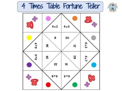 4 times table cootie catcher for kids