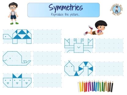 Symmetry worksheet to print for kids to learn geometry