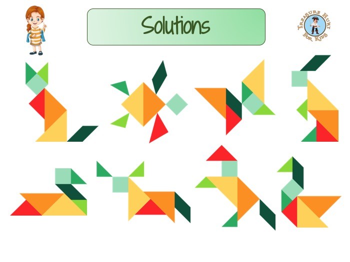 Animals silhouette tangrams - Treasure hunt 4 Kids - Free games