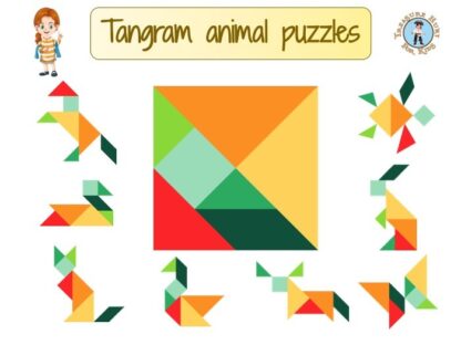 Tangram animal puzzles for kids to print