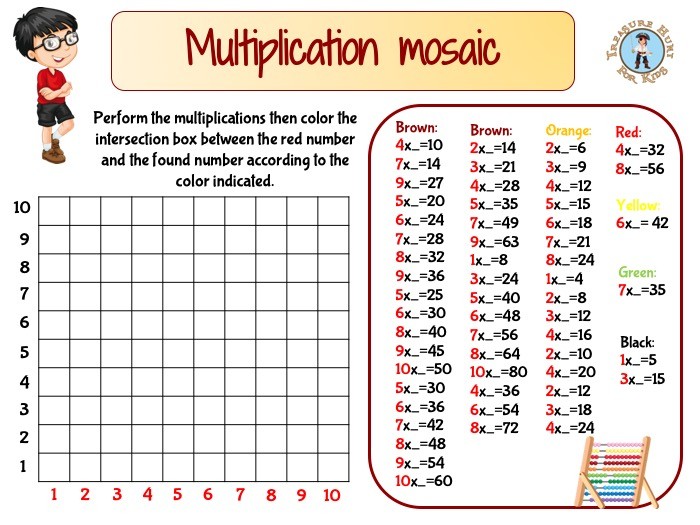 Multiplication Math Game For Kids To Print Treasure Hunt 4 Kids