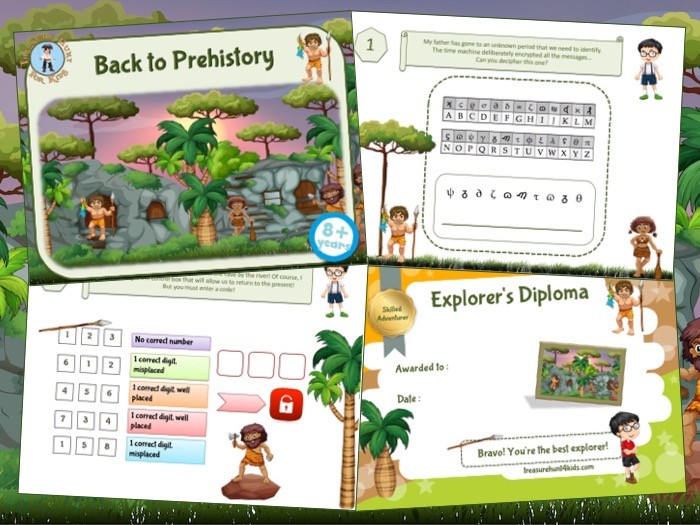 Prehistory printable adventure game for kids