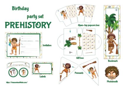 Prehistory birthday party printables to decorate easily your big event.