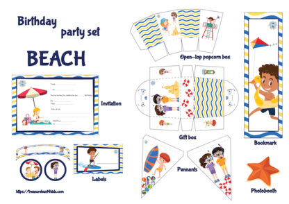 Beach birthday party printables for kids