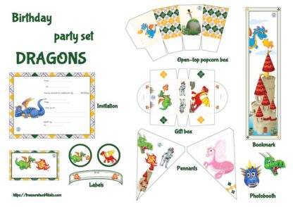 Dragon birthday party printables for kids