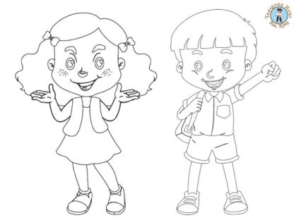 Kids at the circus coloring page
