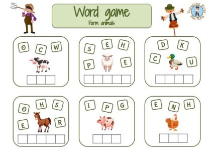 farm animals word game for kids