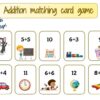 Addition matching card game to print