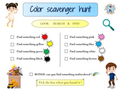 Printable color scavenger hunt for kids for free