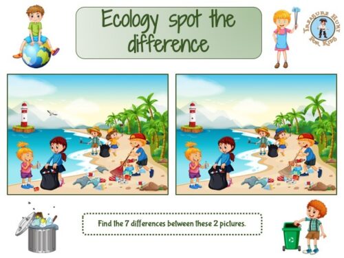 Ecology spot the difference game for kids to print