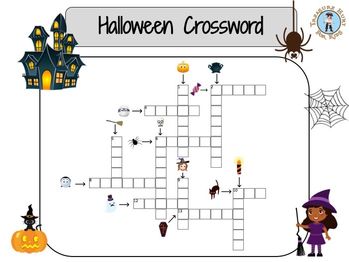 Halloween Crossword puzzle to print Treasure hunt 4 Kids