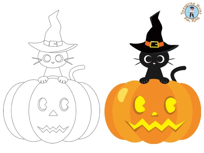 Pumkin Coloring Page Halloween Treasure Hunt 4 Kids