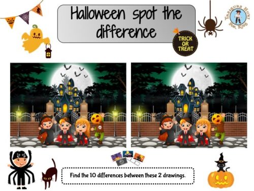 Halloween spot the difference game for kids to print