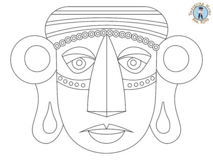 inca mask coloring page for kids