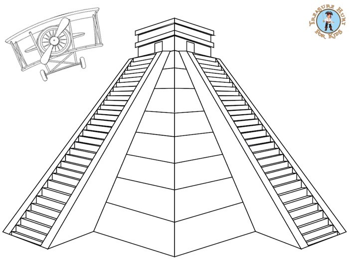 Inca temple coloring page for kids