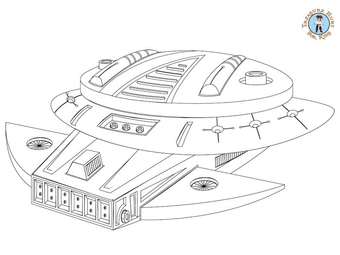 Spaceship coloring page for kids