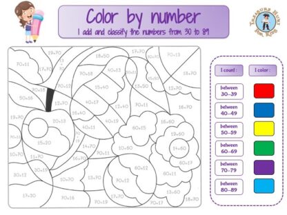 Color by addition : color by number math worksheet