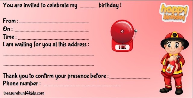 Firefighter birthday party invitation