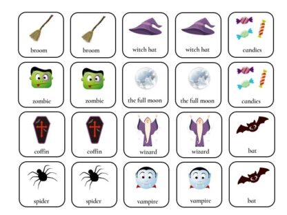 Halloween matching game to print for free