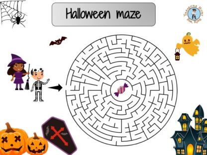 Halloween maze game for kids to print for free