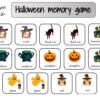 Halloween memory matching game for kids to print