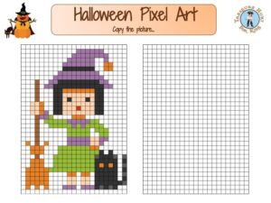 Free printable Pixel Art for kids for Halloween!