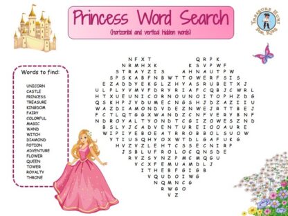 Princess word search for kids to print